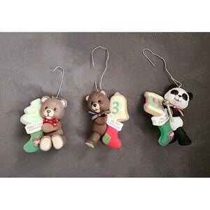 Lot Of 3 Hallmark Bear 2nd, 3rd & 4th Christmas Ornaments '96, '97, '98